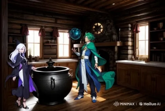 Magical Duel: Ice vs. Fire in Rustic Cabin – AI Generated Video | Hailuo AI