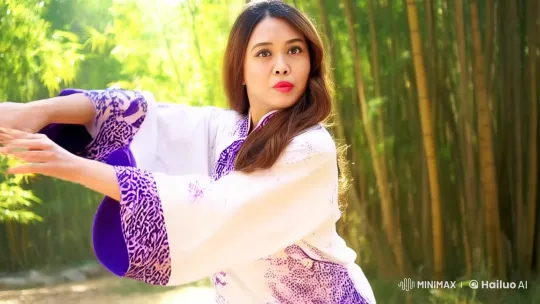 Female Kung Fu Practitioner in Bamboo Forest – AI Generated Video | Hailuo AI
