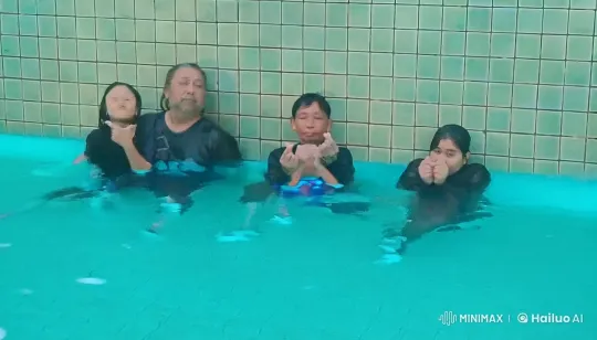 Synchronized Kung Fu Practice in Swimming Pool – AI Generated Video | Hailuo AI