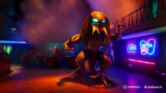 Predator vs. Xenomorph Dance-Off in Surreal Nightclub Setting – AI Generated Video | Hailuo AI