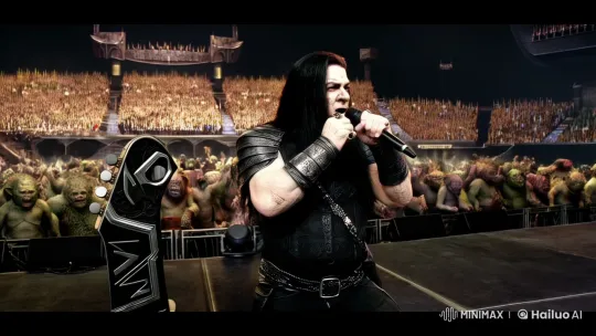 Warrior Rock Star Performer in Grand Stadium Concert – AI Generated Video | Hailuo AI