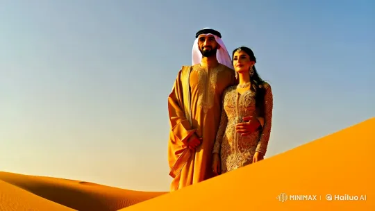 Desert Majesty: A Couple in Harmony – AI Generated Video | Hailuo AI