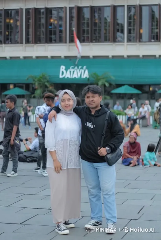 Casual Fighters Showcase Martial Arts in Café Batavia's Bustling Square – AI Generated Video | Hailuo AI