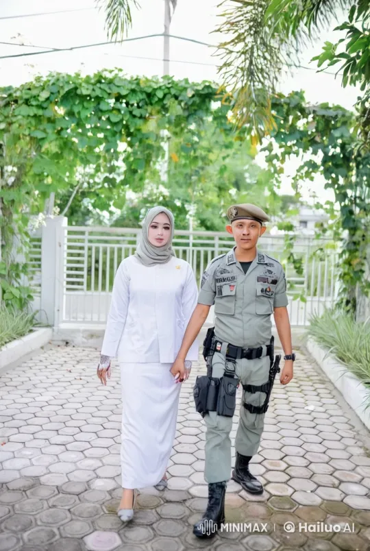 Police Officer and Woman in White Walk in Unity – AI Generated Video | Hailuo AI