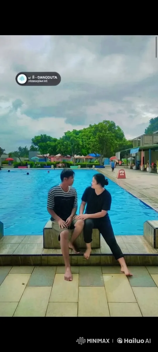 Kung Fu Display by Two Individuals at Poolside – AI Generated Video | Hailuo AI