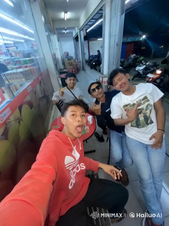 Nighttime Friendship: Playful Kungfu Fight Outside Bright Store – AI Generated Video | Hailuo AI