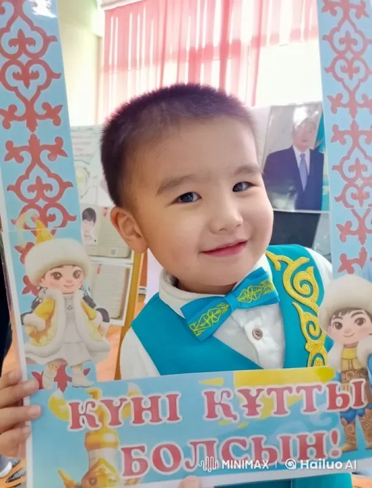 Child in Festive Attire with Vibrant Board Celebrates – AI Generated Video | Hailuo AI