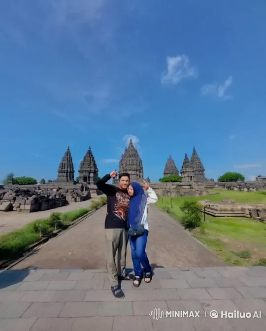 Kungfu Performers Showcase Agility at Prambanan Temple – AI Generated Video | Hailuo AI