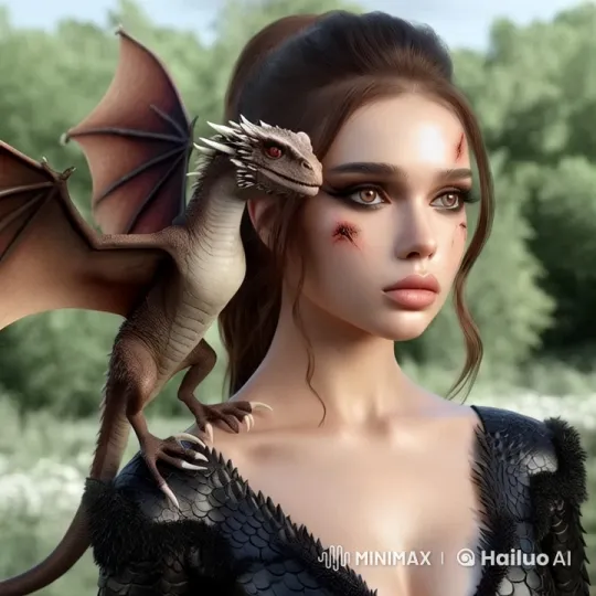 Woman with Baby Dragon in Hyperrealistic Setting – AI Generated Video | Hailuo AI