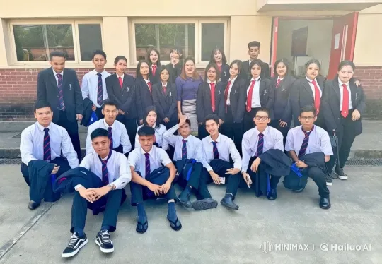 Students Enjoying Playful Camaraderie Outside School – AI Generated Video | Hailuo AI