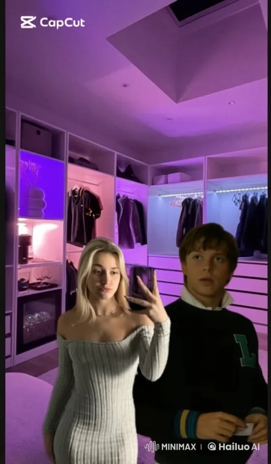 Romantic Intimacy in a Stylish Wardrobe Room – AI Generated Video | Hailuo AI