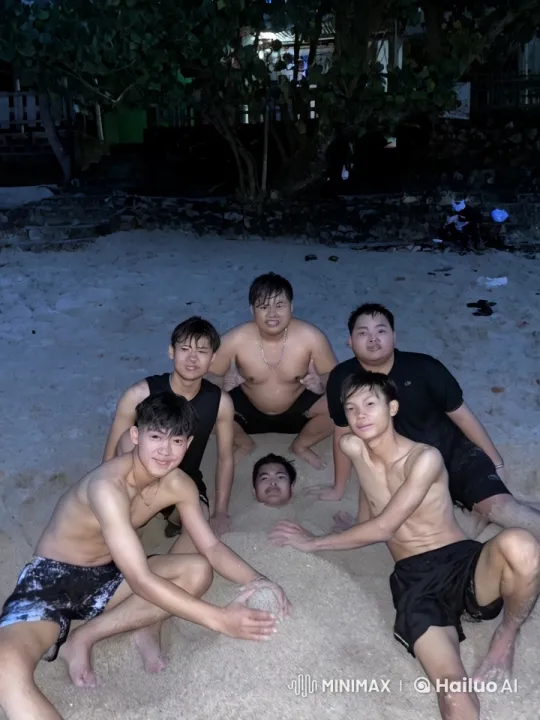 Dusk Beach Martial Arts Display by Five Young Men – AI Generated Video | Hailuo AI
