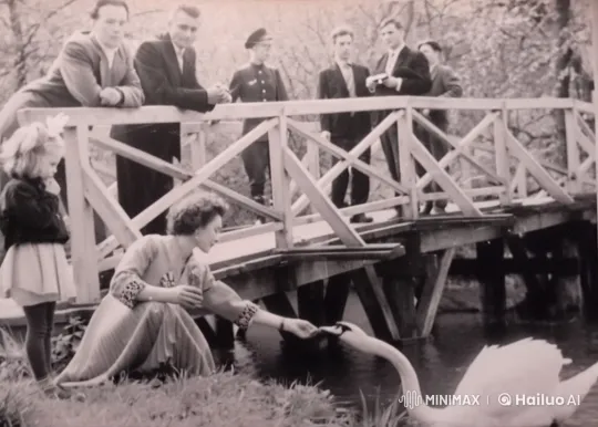 Woman Feeds Swan, Admires Scenery in Peaceful Park – AI Generated Video | Hailuo AI