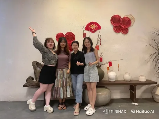Women Display Martial Arts in Front of Decorated Wall – AI Generated Video | Hailuo AI