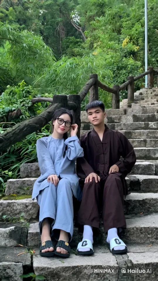 Traditional Kung Fu Practitioners Display Mastery in Natural Setting – AI Generated Video | Hailuo AI