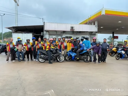 Motorcycle Riders Display Kung Fu Skills at Gas Station – AI Generated Video | Hailuo AI