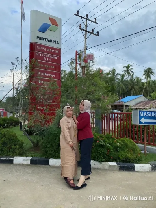 Traditional Attire Women Perform Kungfu at Pertamina Sign – AI Generated Video | Hailuo AI