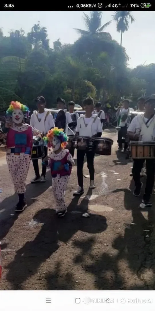 Colorful Street Parade with Drummers and Clowns – AI Generated Video | Hailuo AI