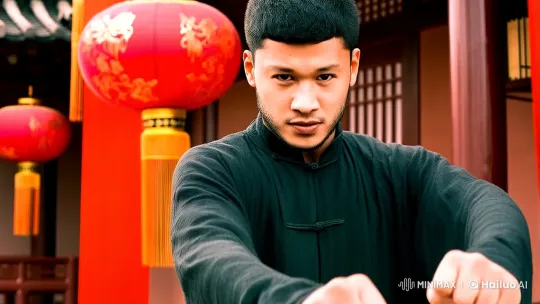 Young Kung Fu Practitioner Demonstrates Skill in Ancient Chinese Courtyard – AI Generated Video | Hailuo AI