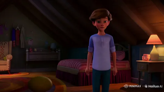 Boy Meets Griffon Genie in Enchanted Attic Scene – AI Generated Video | Hailuo AI