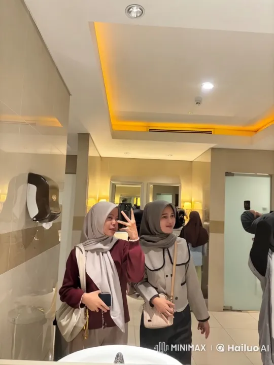 Hijab-Wearing Women Perform Martial Arts in Modern Bathroom – AI Generated Video | Hailuo AI