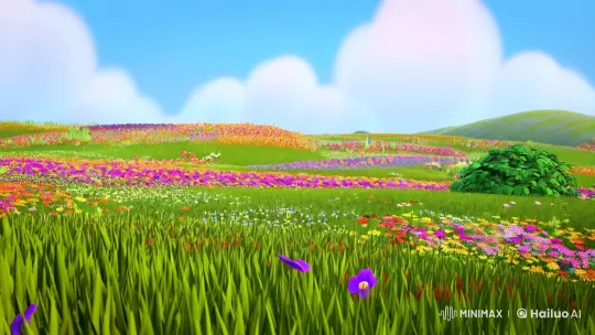 Animals Play in Sunlit Meadow with Dynamic Camera Work – AI Generated Video | Hailuo AI