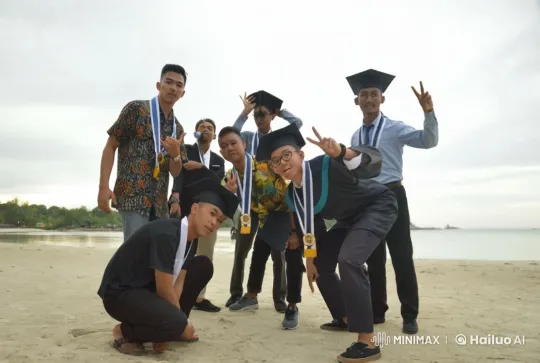 Graduates Display Martial Arts Skills on Beach – AI Generated Video | Hailuo AI