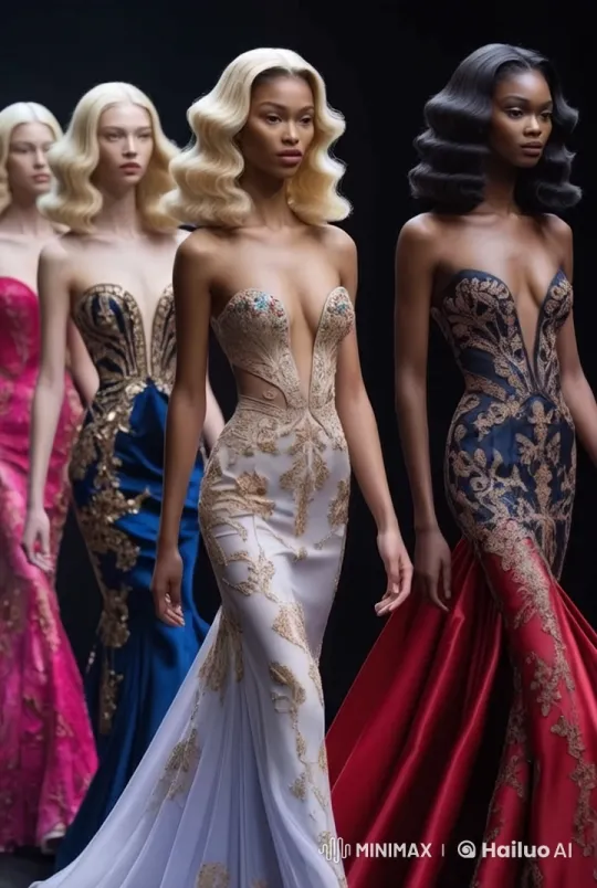 Elegant Evening Gowns Showcase on Catwalk – AI Generated Video | Hailuo AI