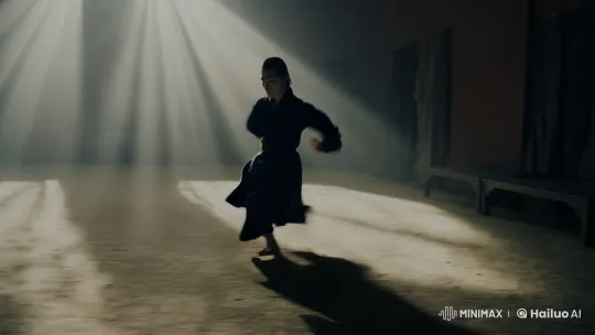 Martial Artist's Graceful Combat in Atmospheric Dojo – AI Generated Video | Hailuo AI