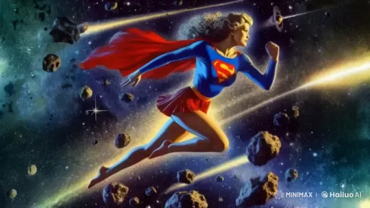 Supergirl Navigates Asteroid Field in Live2D Animation – AI Generated Video | Hailuo AI