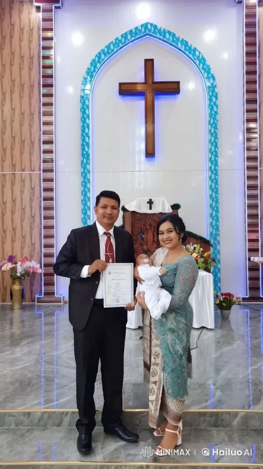 Couple Celebrates Achievement and Welcomes New Baby in Church – AI Generated Video | Hailuo AI