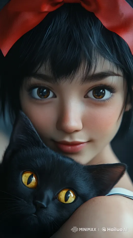 Woman Joyfully Plays with Adorable Kitten – AI Generated Video | Hailuo AI