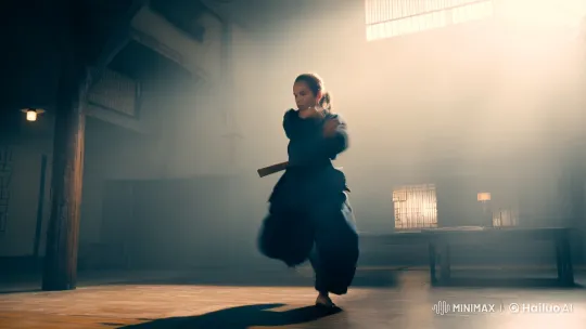 Stunning Martial Arts Fight in Atmospheric Dojo – AI Generated Video | Hailuo AI