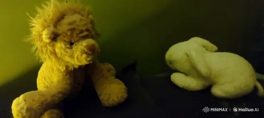 Plush Lion and Rabbit Joyfully Dance Together – AI Generated Video | Hailuo AI