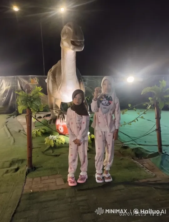 Children Practice Kung Fu in Front of Moving Dinosaur Model – AI Generated Video | Hailuo AI