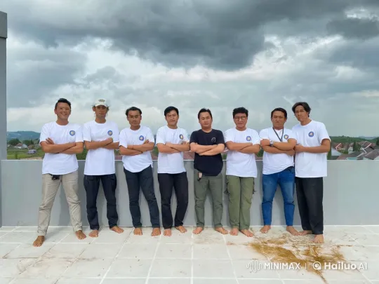 Eight Men Practice Kung Fu on Rooftop – AI Generated Video | Hailuo AI