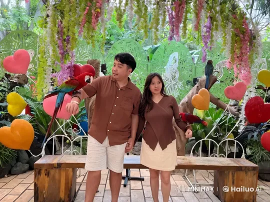 Tropical Kung Fu Duo Showcases Skills Amidst Nature – AI Generated Video | Hailuo AI