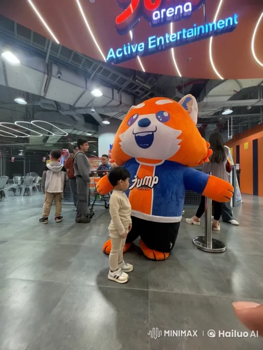 Child Practices Martial Arts with Shopping Center Mascot – AI Generated Video | Hailuo AI