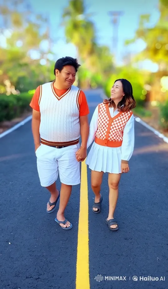 Couple Walking in Harmony on a Sunny Road – AI Generated Video | Hailuo AI