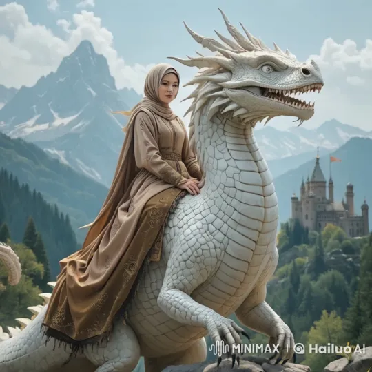 Ancient-Era Woman Rides Majestic Dragon Over Mountains – AI Generated Video | Hailuo AI