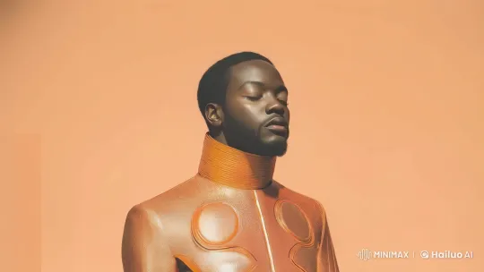 Futuristic Fashion Film: Man in Metallic Orange Suit – AI Generated Video | Hailuo AI