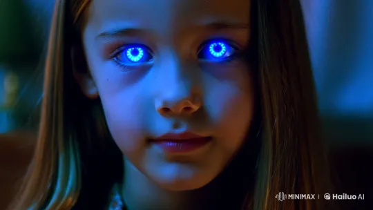 Mystery of the Enigmatic Girl's Glowing Eyes – AI Generated Video | Hailuo AI