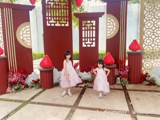 Young Girls Perform Kungfu in Serene Garden Setting – AI Generated Video | Hailuo AI