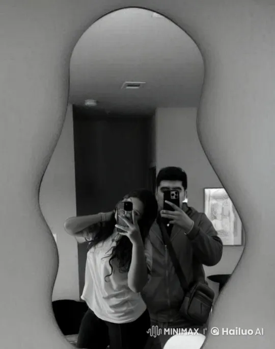 Couple Captures Intimate Selfie in Unique Mirror – AI Generated Video | Hailuo AI