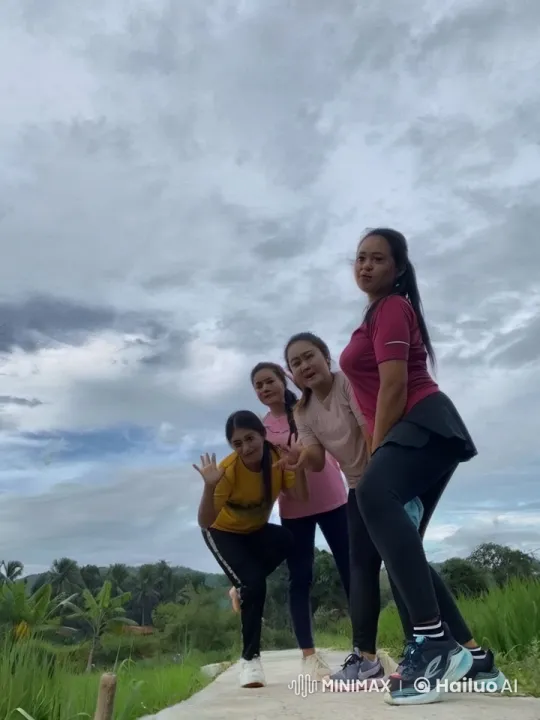 Friends Enjoying a Playful Moment on a Path – AI Generated Video | Hailuo AI