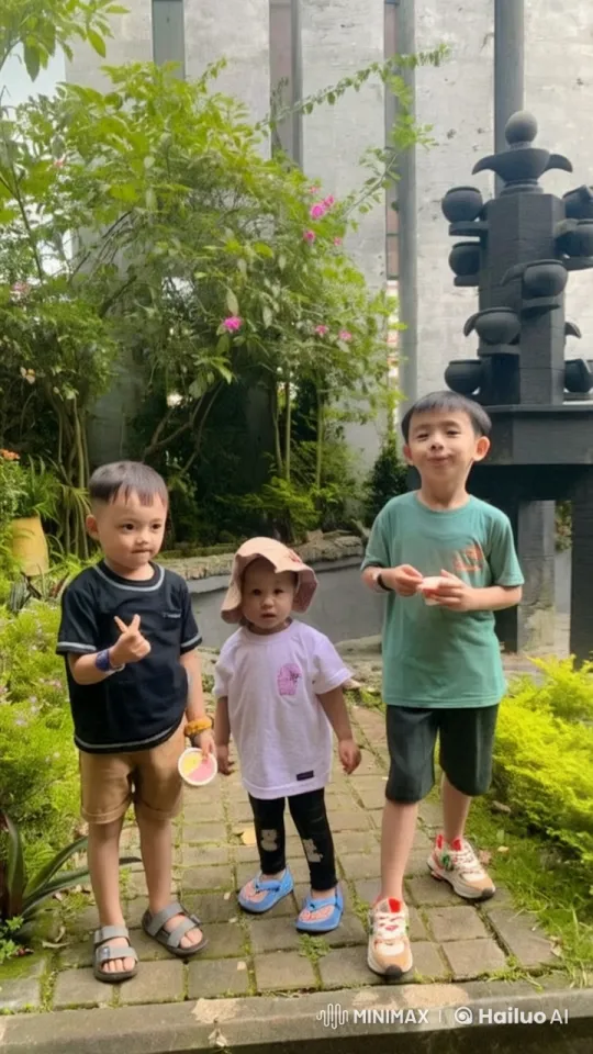 Serene Garden: Playful Kids in Live2D Animation – AI Generated Video | Hailuo AI