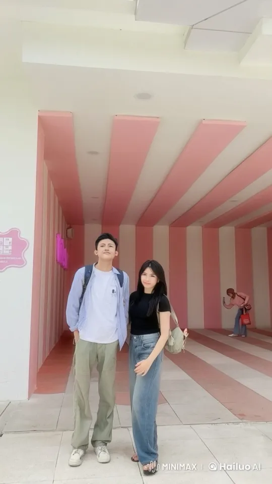 Colorful Hallway Kung Fu Duo Performance – AI Generated Video | Hailuo AI