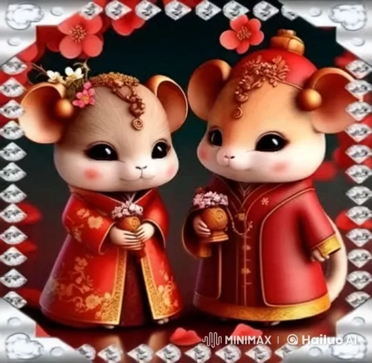 Cute Mice in Traditional Chinese Wedding Attire Celebrate with Joy – AI Generated Video | Hailuo AI