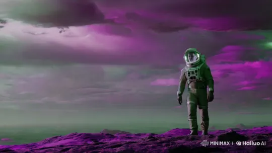 Astronaut Explores Purple Planet in Cinematic Journey – AI Generated Video | Hailuo AI