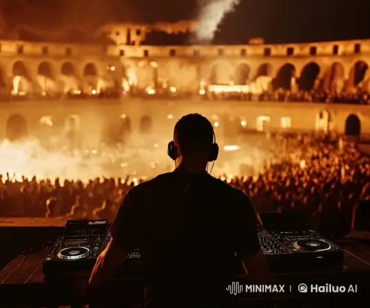 DJ's Electrifying Transition from Firestorm to Silent Void – AI Generated Video | Hailuo AI